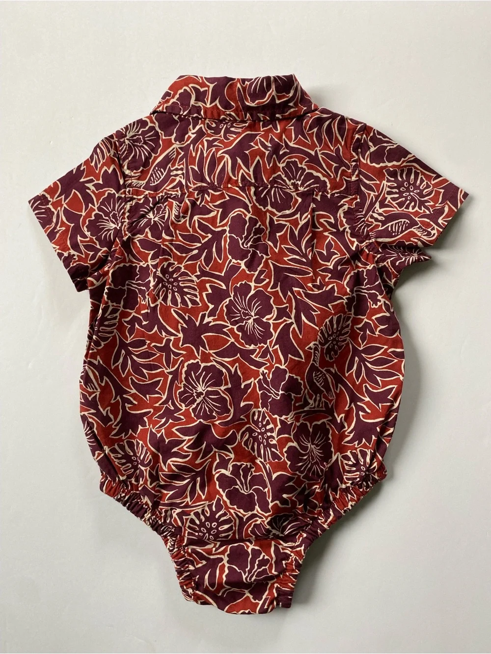 GAP Hawaiian Shirt Size 6 12 Months NWT One Piece Snap Top New Floral Red Orange